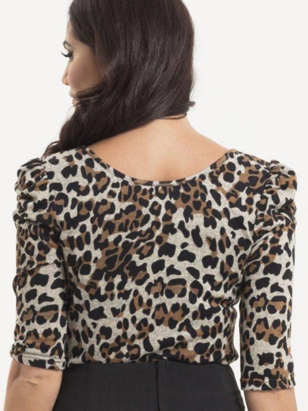 Voodoo Vixen Leopard Print Top Von Teese Curve Ruched Shoulder & Front Bodice L - Picture 2 of 9